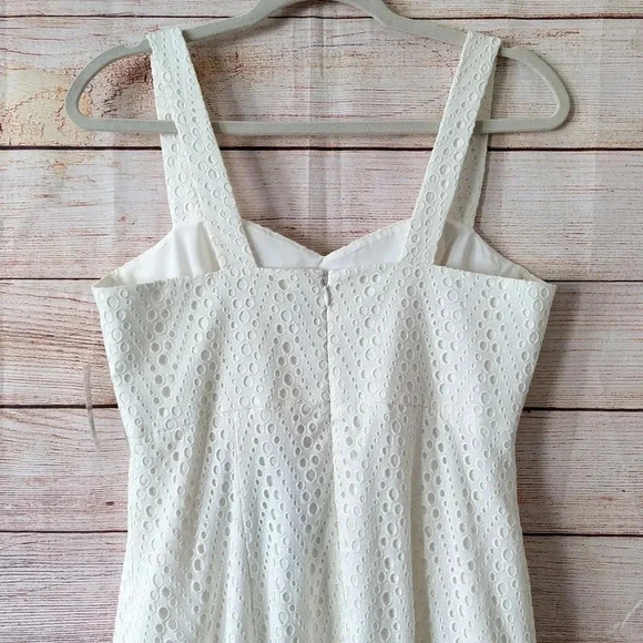 CeCe By Cynthia Steffe Size 6 Lily White Eyelet Dress Peplum Lined Knee Length - Picture 10 of 13